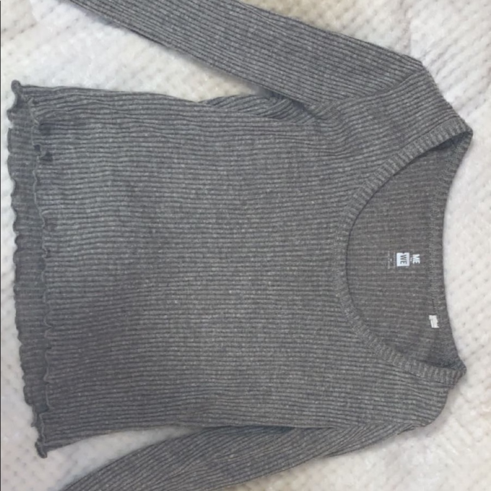 Pacsun grey long sleeve crop top